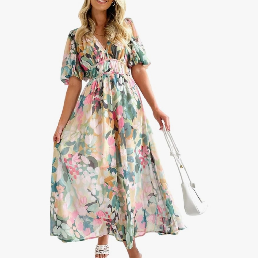 Boho floral printed midi dress